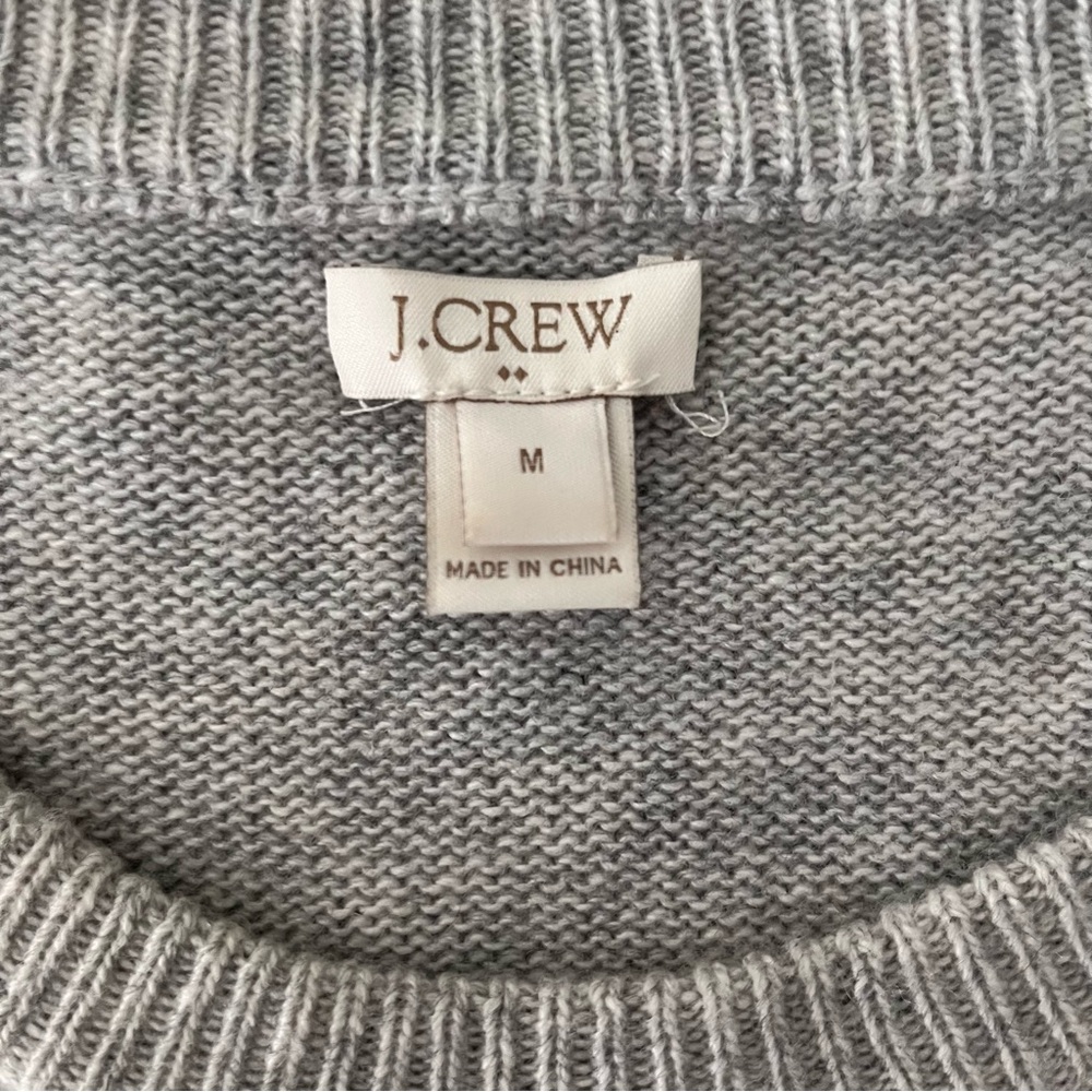 J.CREW Grey Pink & Orange Geometric Pattern Woman Merino Wool Blend Sweater Warm - Picture 2 of 7